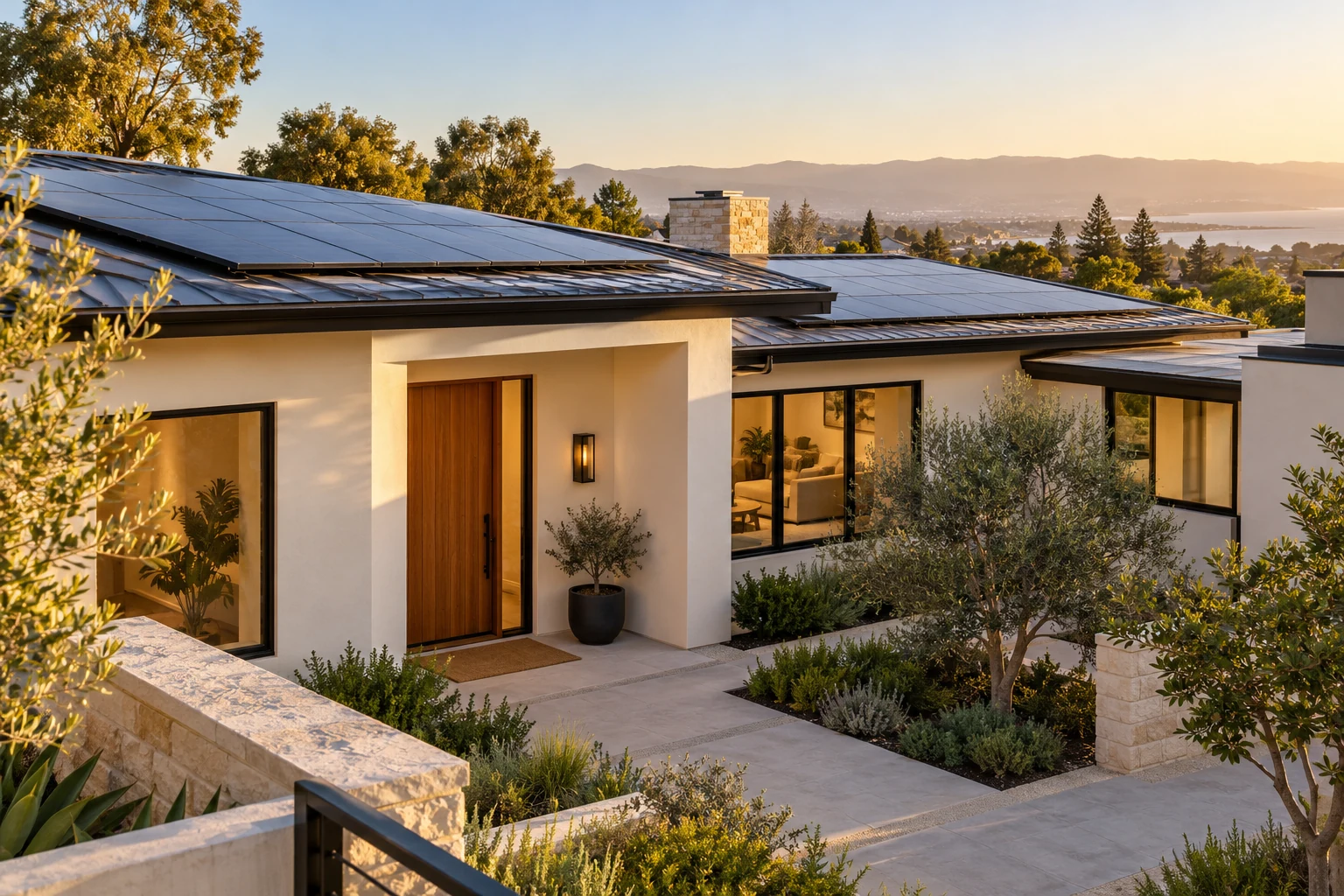 Design concept of rooftop solar panels on a residential home